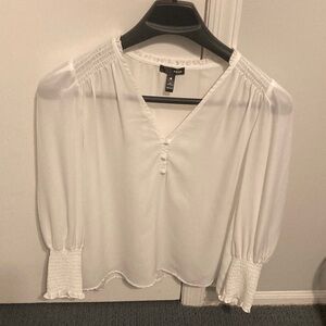 Aqua Brand size  White Blouse with Smocked Sleeves.
